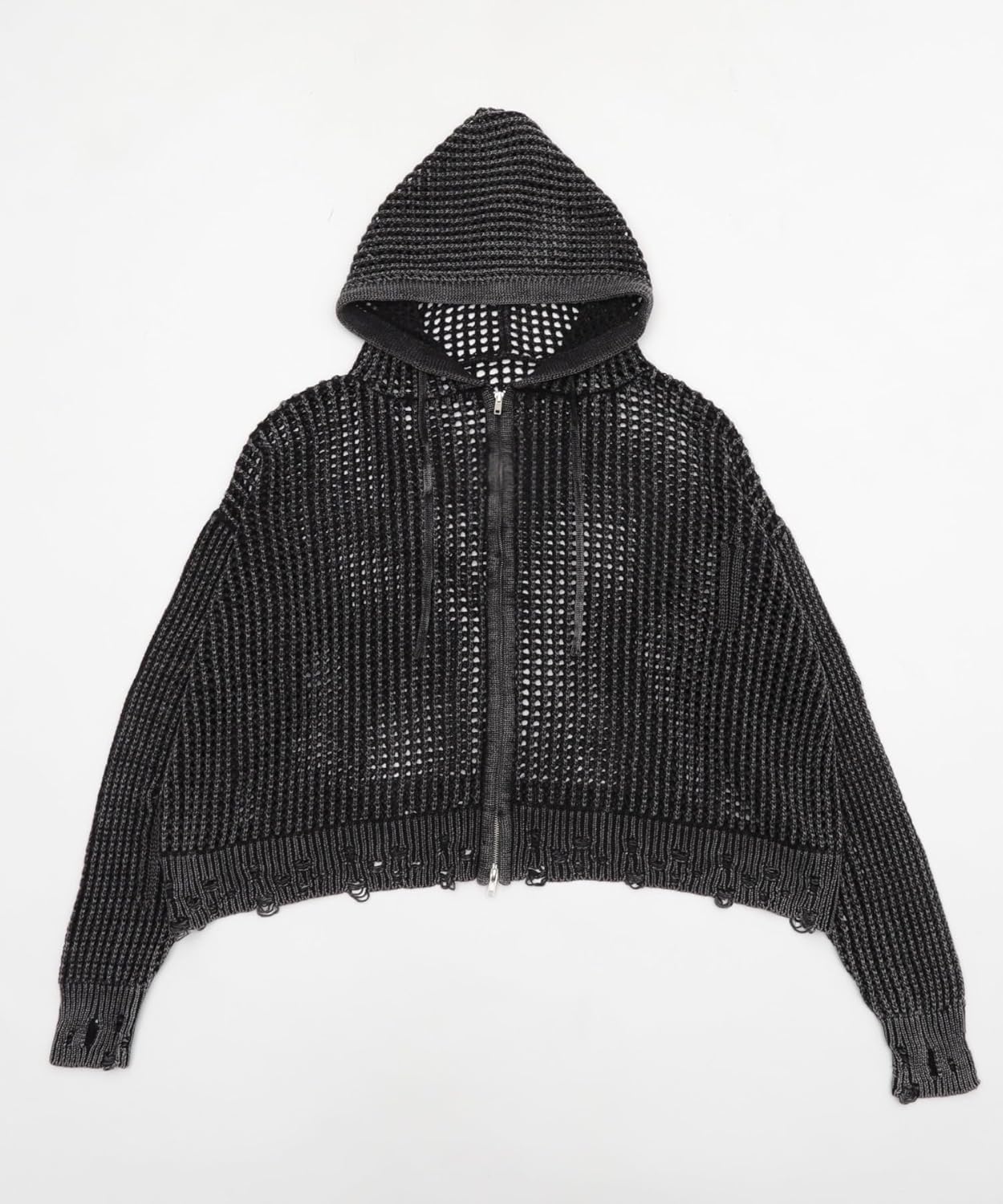 [ウィゴー] Figments ブロック メッシュ ニット ZIP パーカー レディース