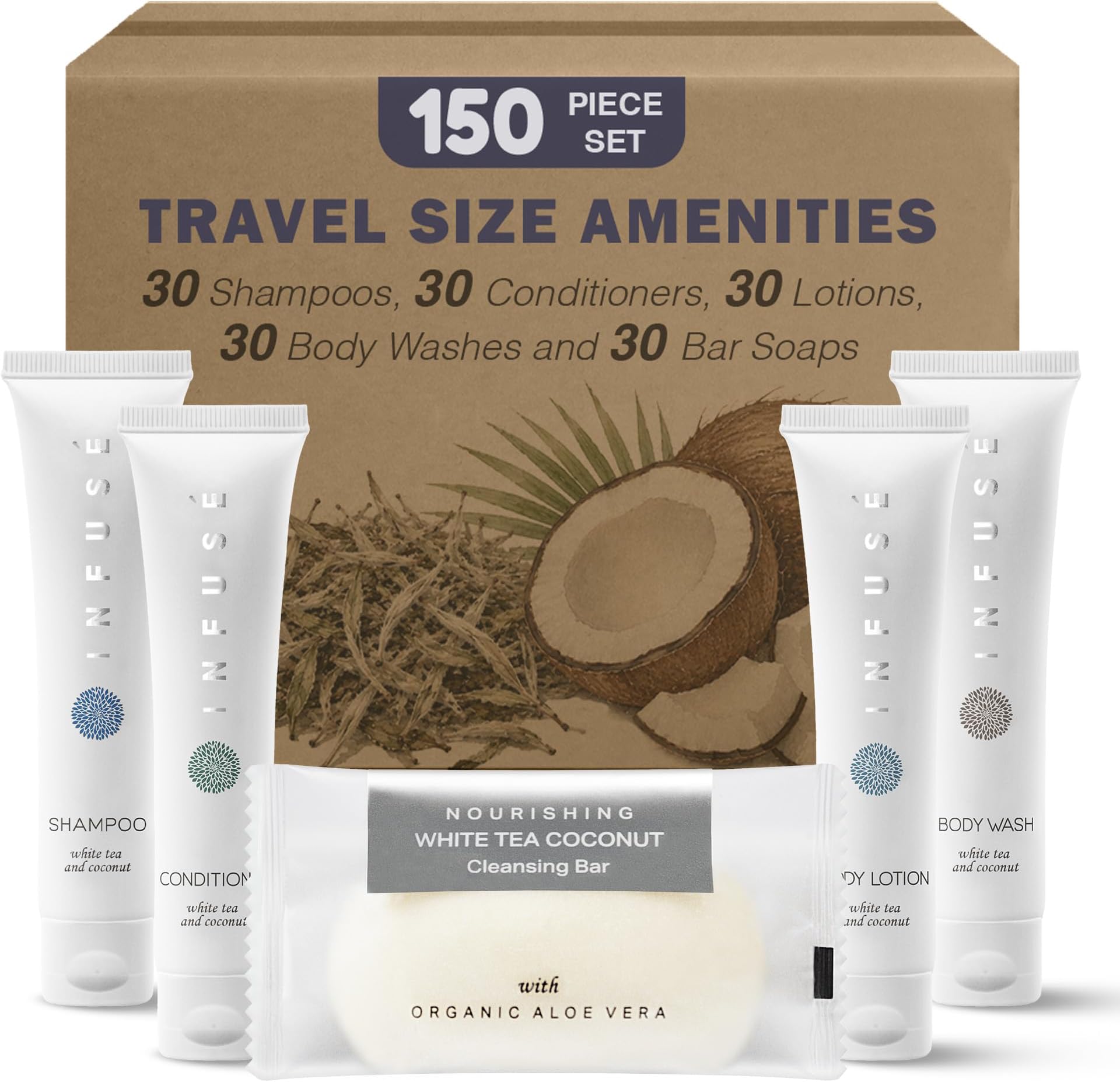 INFUSร Hotel Toiletries, Shampoo & Conditioner Amenity Set, 150-Piece