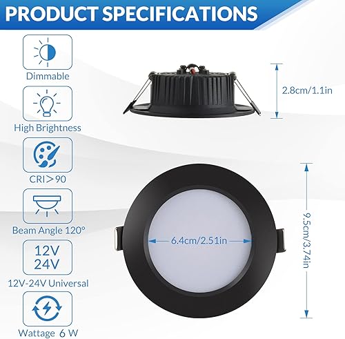 Miniatura 3 de RV Boat Recessed Ceiling Light,4 Pack,12-24Volt LED Puck Light,RV LED Down Light,Slim LED Panel Light,DC 12V-24V Ceiling Light,Solar Down Light,All