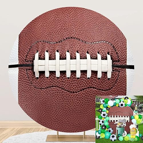 OERJU Telón de fondo redondo de fútbol americano con temática de rugby deportivo, telón de fondo redondo para hombres y niños, decoración de fiesta