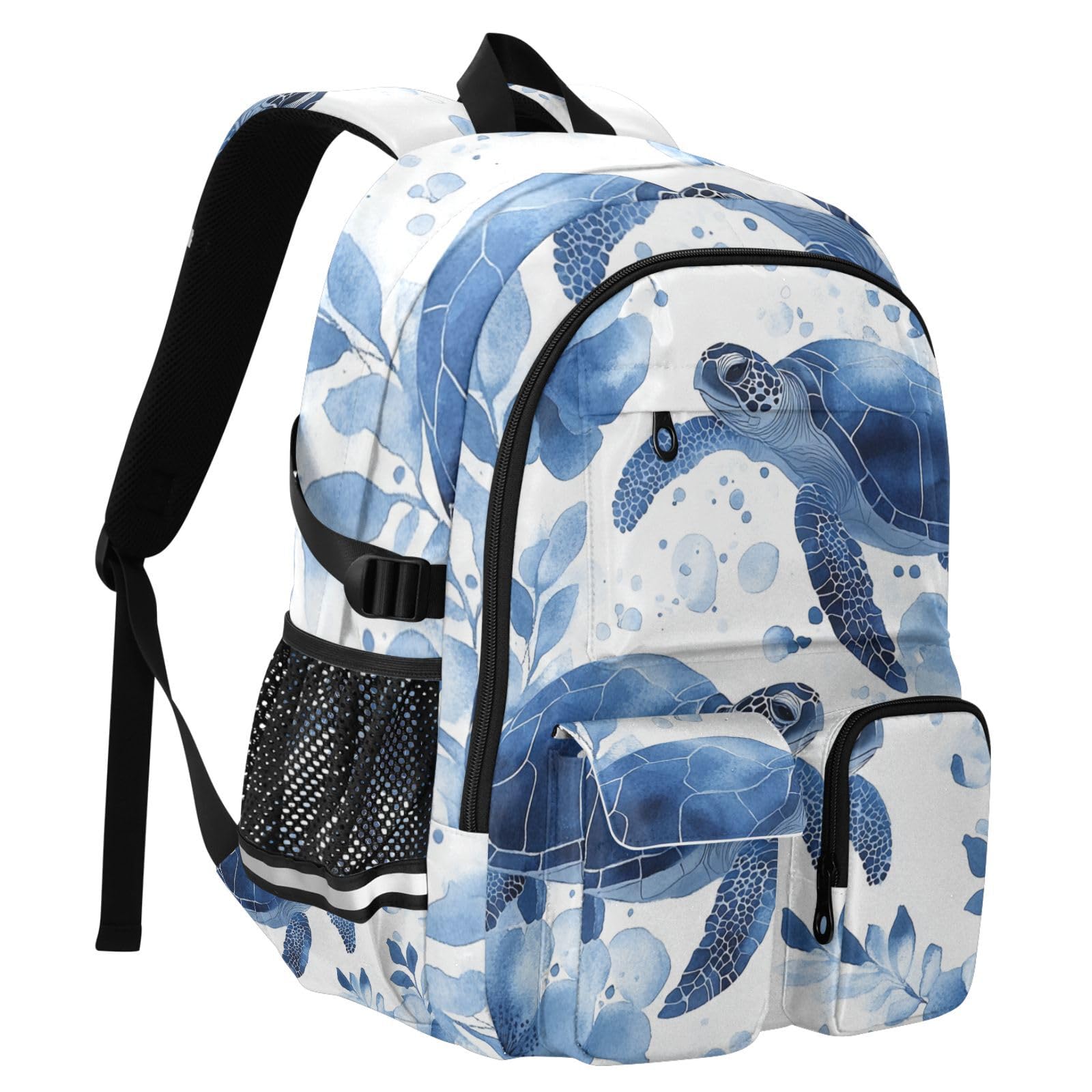 Grand sac à dos de voyage pour homme - Motif tortue bleue - 44,5 cm - Léger et décontracté