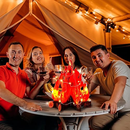 Miniatura 5 de Tioncy 6 juegos de centros de mesa de fogata falsos LED 3D con luces LED para campamento, fiesta, decoración de Navidad, antorcha de llama (15.8