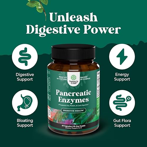 Miniatura 3 de Enzimas digestivas de pancreatina para la salud digestiva  Enzimas pancreáticas para humanos con carbohidratos grasos y enzimas digestivas proteicas