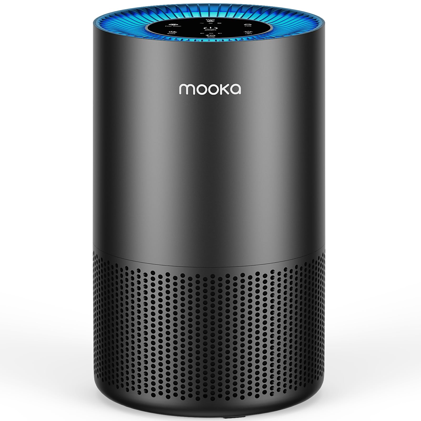 Air Purifiers for Home Large Room Pets Up to 1300 Sq Ft, MOOKA H13 True HEPA Air Purifier Cleaner with 360° Air Inlet, Fragrance, 13dB Air Purifier for Bedroom Wildfire Smoke Pet Dust Pollen (Black)