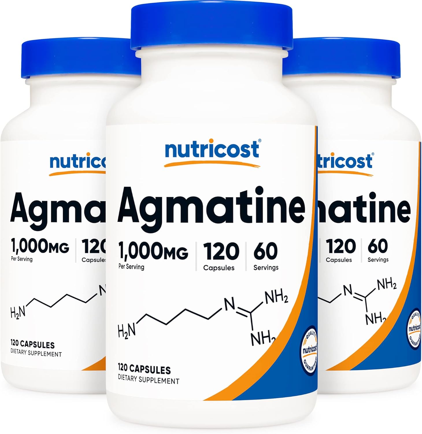 Nutricost Agmatine Sulfate 1000mg, 120 Capsules (2 Bottles) - Gluten Free, Non GMO, 500mg Per Capsule