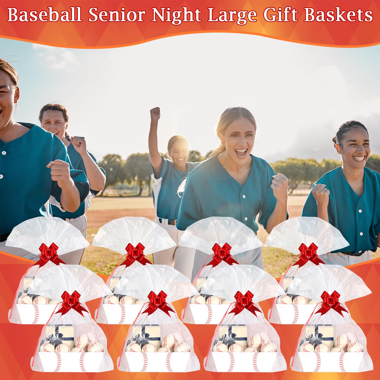 Kolewo4ever Baseballkörbe für Geschenke, leere Baseballkörbe, Senioren-Nachtkörbe, 20,3 x 25,4 cm, Geschenkkorb-Set für Geschenke, leer zum Befüllen für Sport, Party, Gastgeschenk, Urlaub