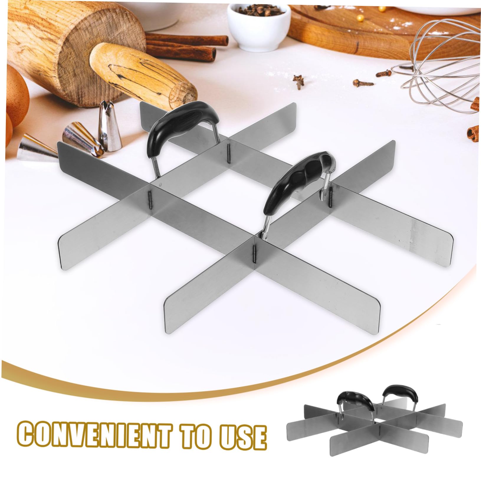 Guide de Découpe de Gâteau Inox avec Poignées Diviseur pour Moule Rectangulaire à Brownies Partiteur de Portions pour Cheesecake Tiramisu et Riz Outil Multifonction pour Pâtisserie