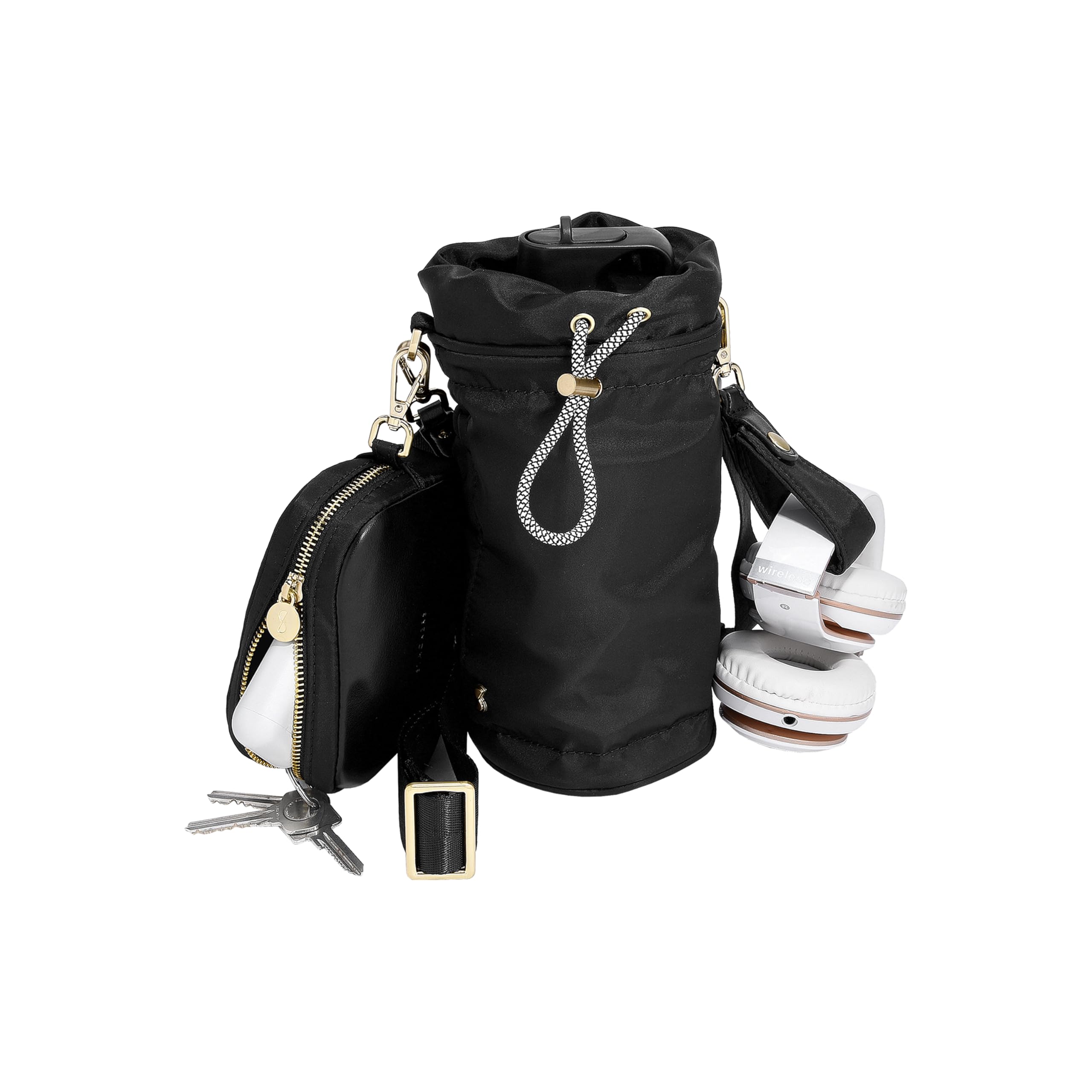 Bolsa para botellas Stackers negra, accesorio moderno de hidratación
