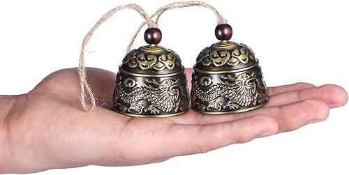 Miniatura 3 de 2 campanas Fengshui, campanas de dragón vintage, campanillas de viento Fengshui, suministros colgantes de buena suerte para el hogar, jardín,