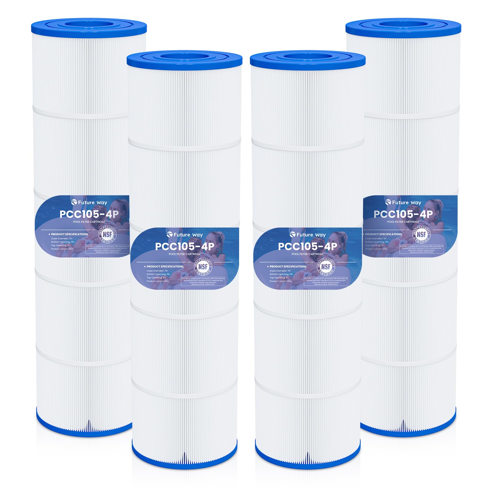 Future Way CCP420 Pool Filter Cartridges Replacement for Pentair Clean & Clear Plus 420, Replace Pentair R173576, Pleatco PCC105-PAK4, 420 sq.ft, 4-Pack