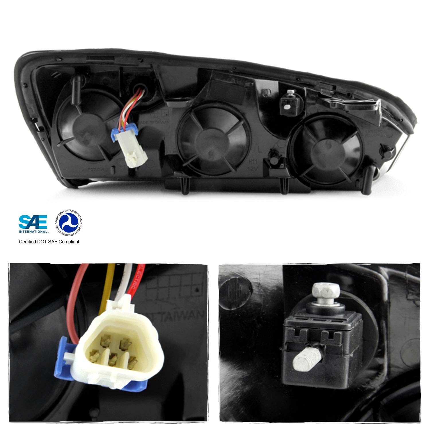 AKKON - Fits 2004-2007 Chevy Malibu 2008 Malibu Classic LS/LT Model [Halogen Type] Chrome Headlight Pair Left+Right Headlamps