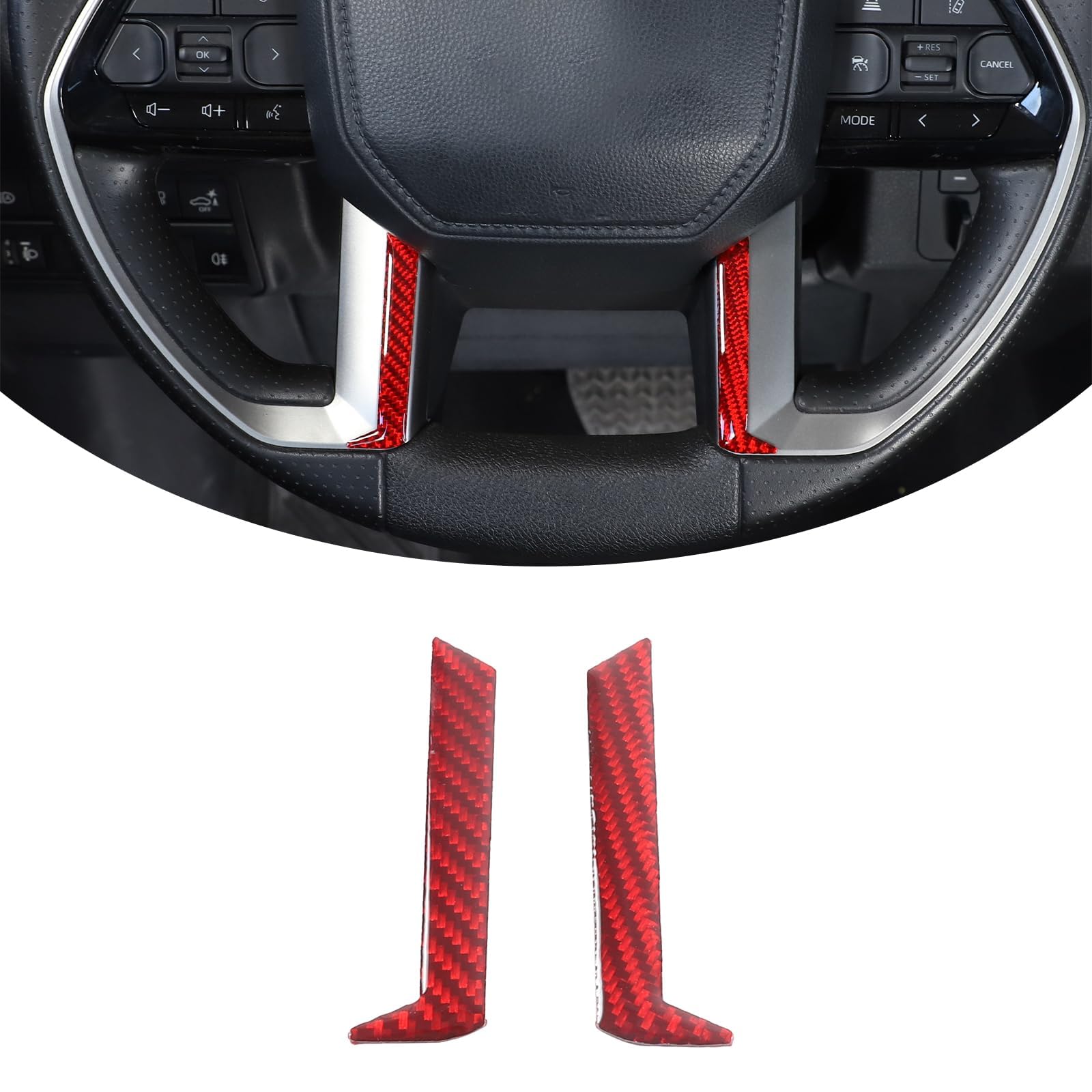 Red Soft Carbon Fiber 3D Sticker Car Steering Wheel Trim Strip,Steering Wheel Stickers Fit for Toyota Tacoma 2024 Steering Wheel Trim Cover