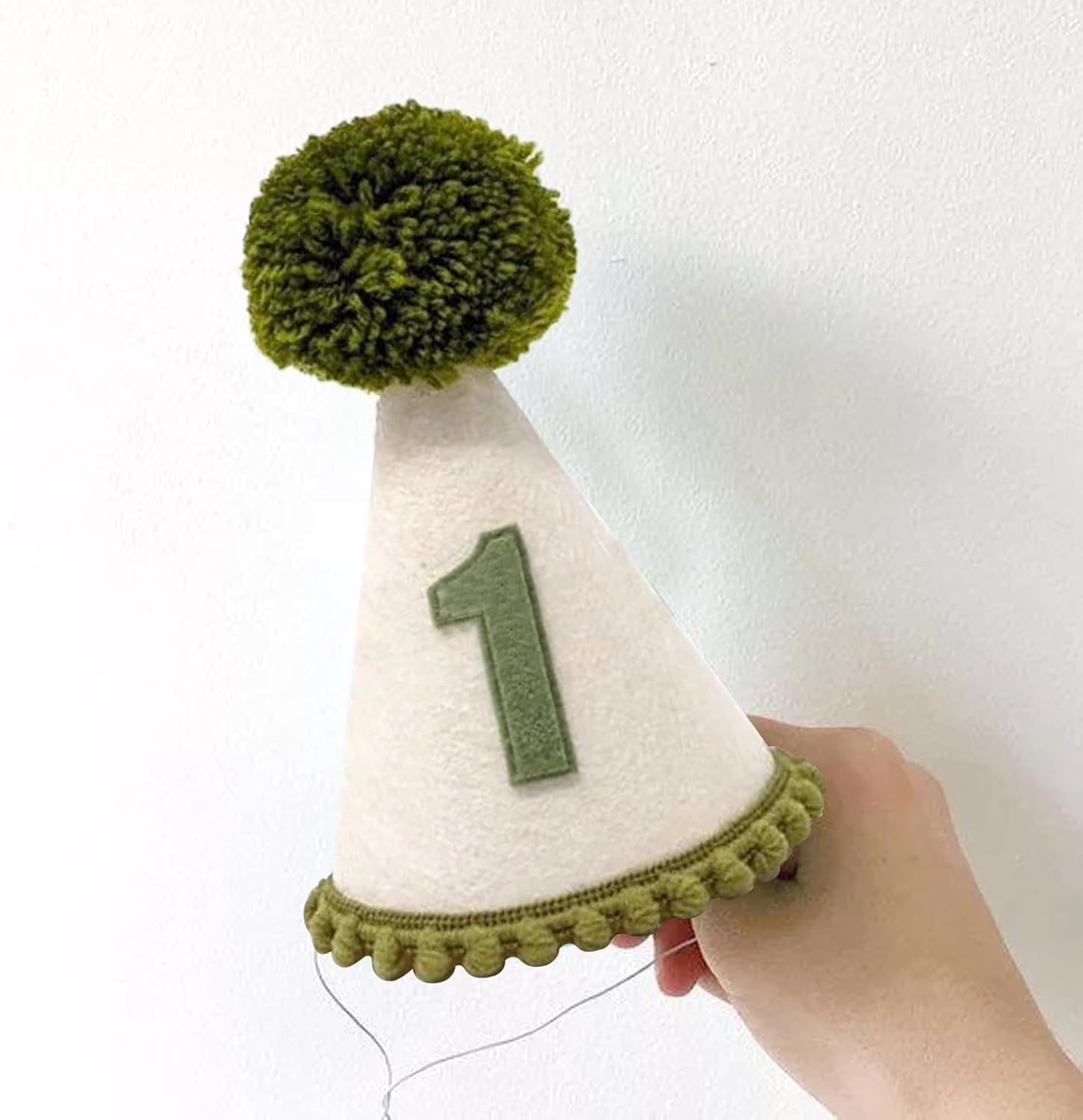 First Birthday Hat for Baby Boy, 1st Birthday Hat with Green Pompom, Baby Party Crown for Boys Girls Wild One Party Decorations, Smash Cake and Photo Props - Image 4