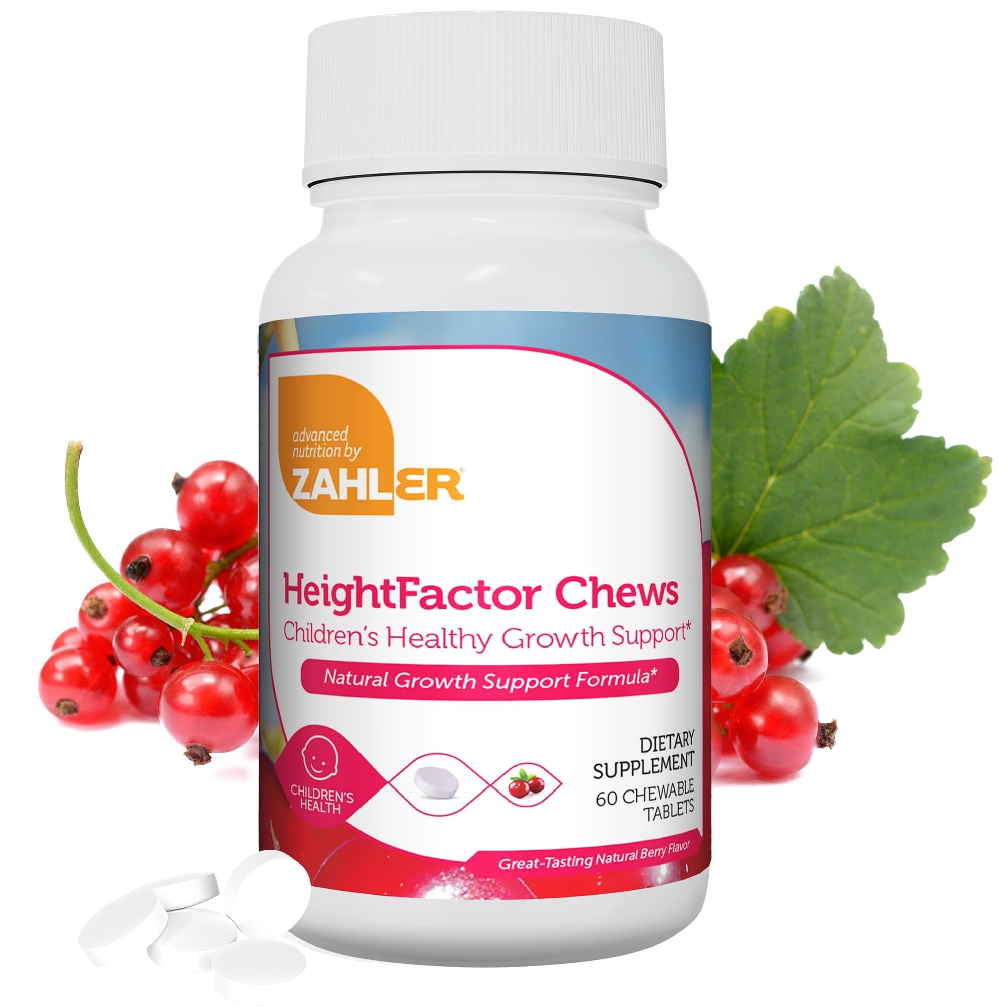 Zahler HeightFactor Chewable Tablets - Natural Kids Height Growth Supplement for Children Age 4+ Doctor Formulated Height Increase Maximizer to Grow Taller - Natural Growth Support Formula, 60 Count
