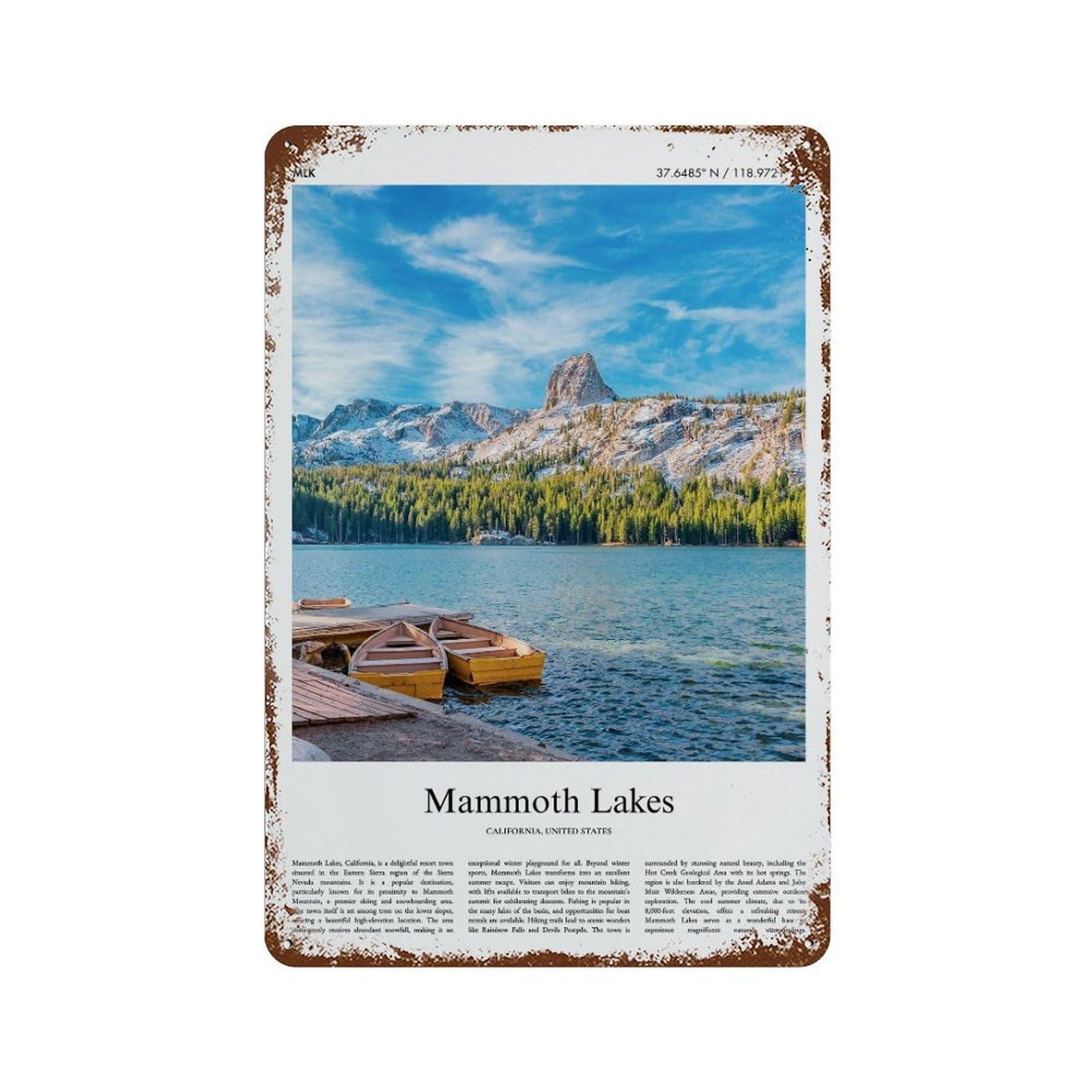 xiaoxiaoshen Mammoth Lakes California, United States, USA City Scenery Wall Decor Art Metal Tin Poster Modern Home Decor Art Home Bar Shop Decorations Vintage Sign 30x20cm