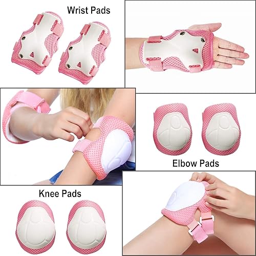 Miniatura 4 de Equipo de protección 3 en 1 para niños, rodilleras, coderas, muñequeras para niños de 3 a 14 años, guantes protectores y coderas con protectores de