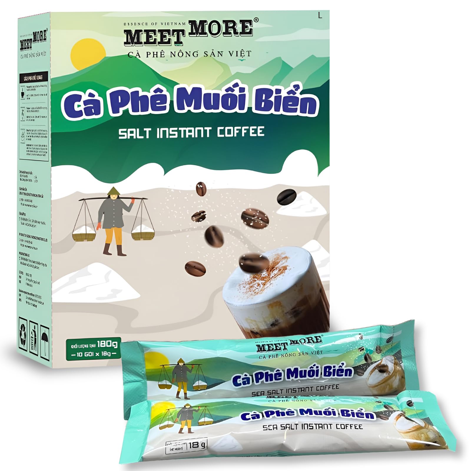 Amazon.co.jp: MEET MORE 4in1 インスタントコーヒー シーソルト 18g