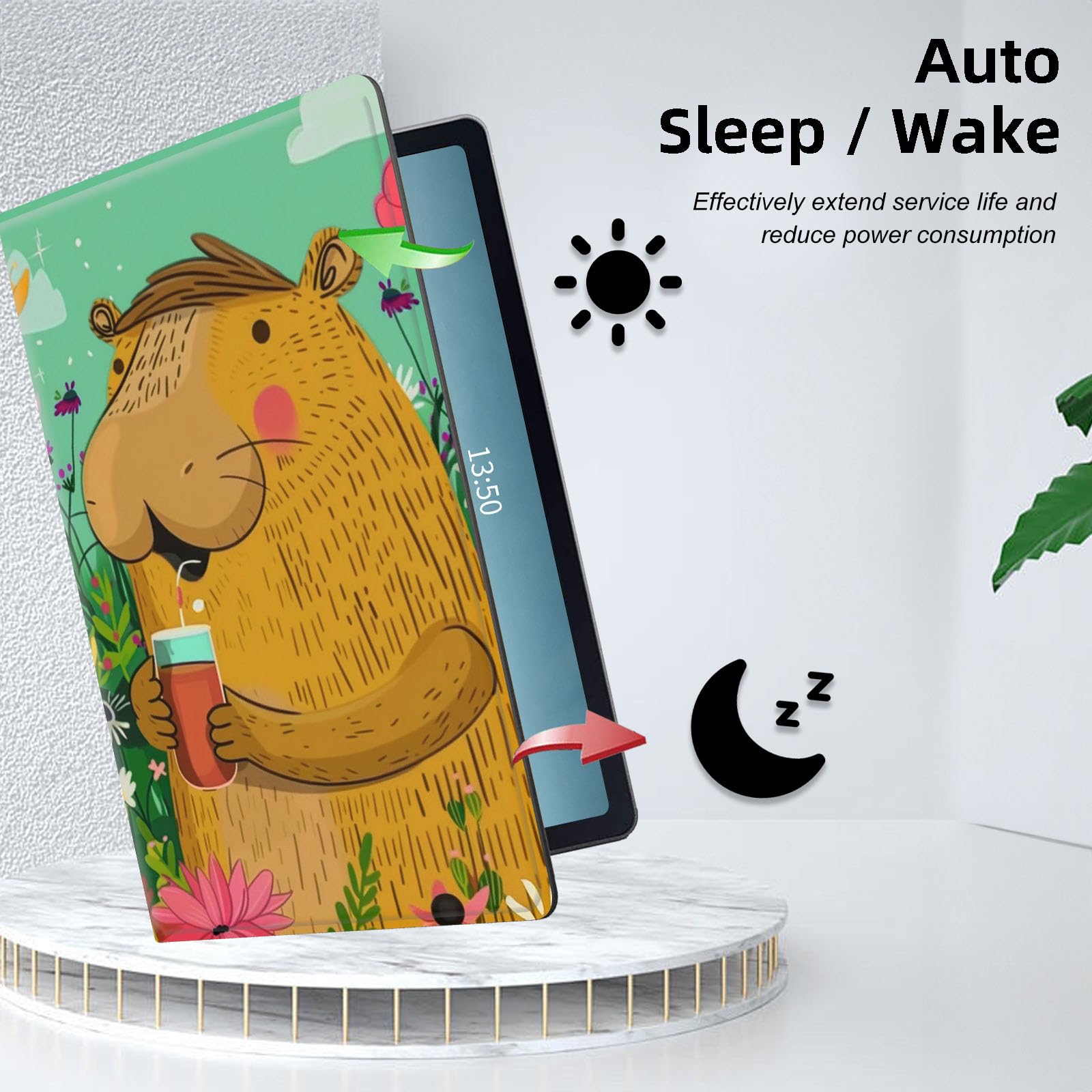 Capybara Schutzhülle für Kindle Paperwhite 6 12. 7 Zoll & Colorsoft 17,8 cm (7 Zoll) und Colorsoft 17,8 cm (7 Zoll), PU-Leder, Smart-Magnet-Tablet-Hülle, schlanker Folio-Aufsteller, harte