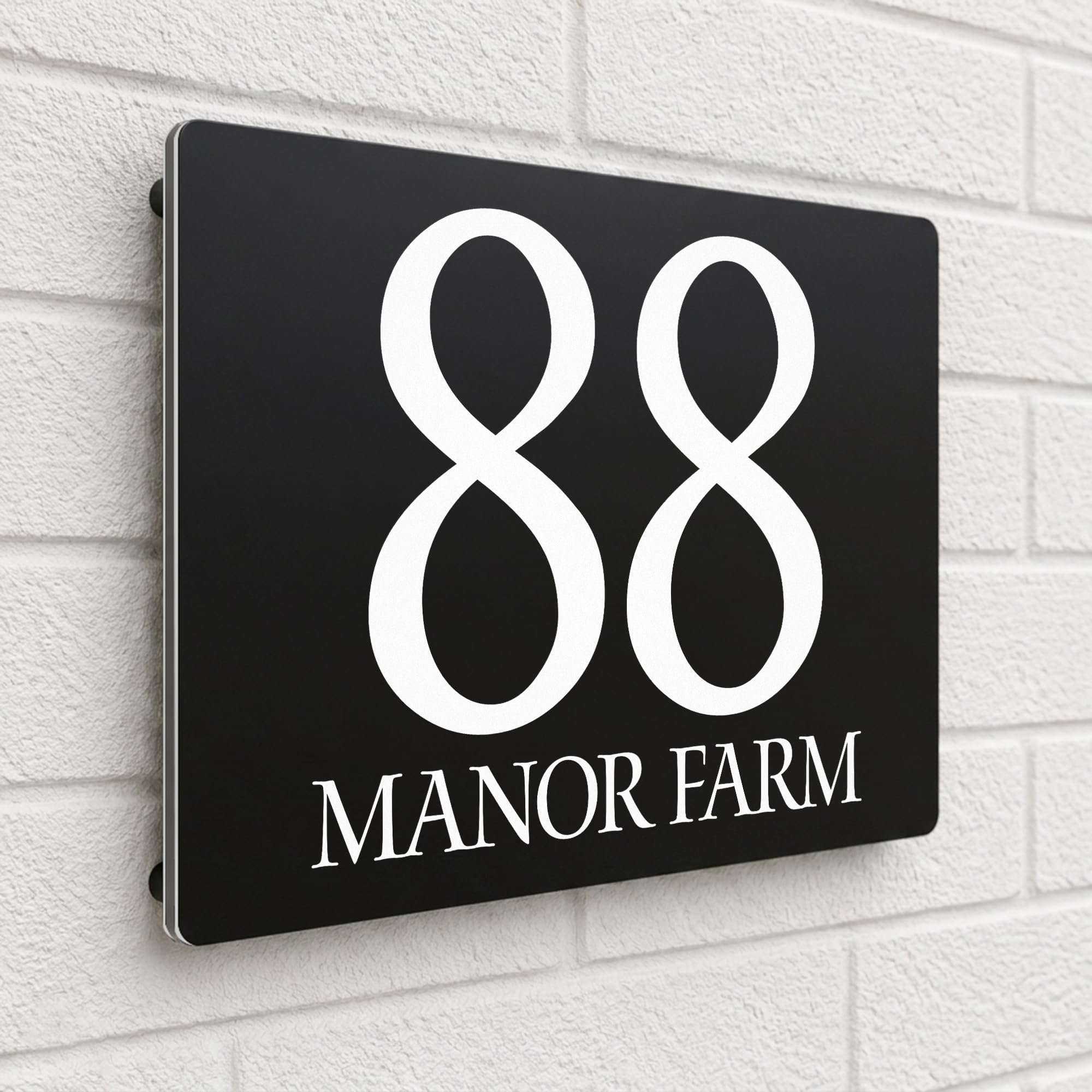 Housics Personalised House Number Plaque, Door Sign, Black, 280mm x 160mm — image 1