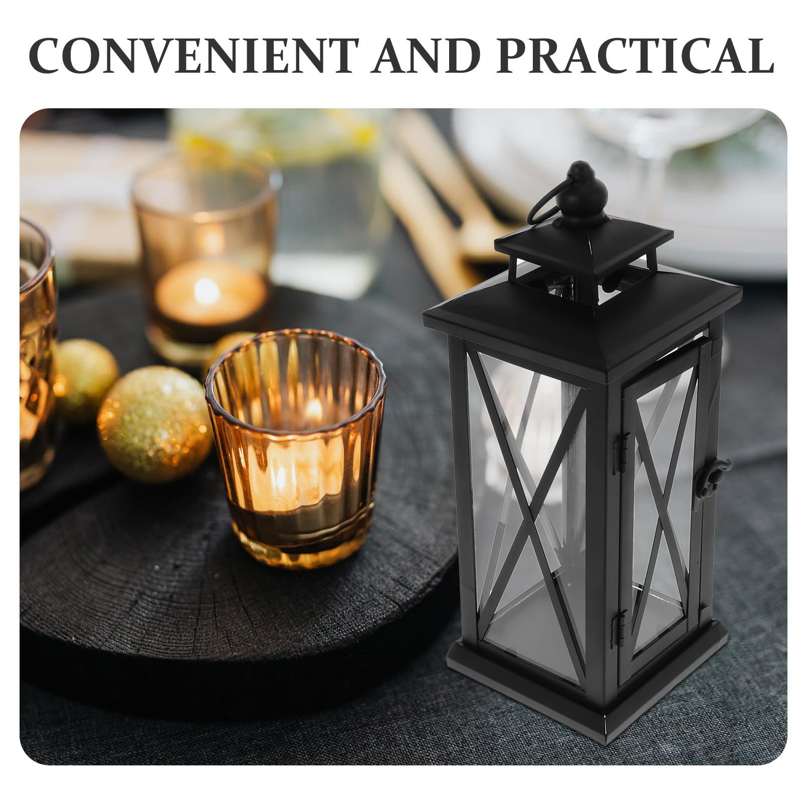 SOLUSTRE Candelabros para Velas de Hierro Diseño Retro y Base Cuadrada, Resistentes al Viento para Decoración Retro en Bodas y Exteriores