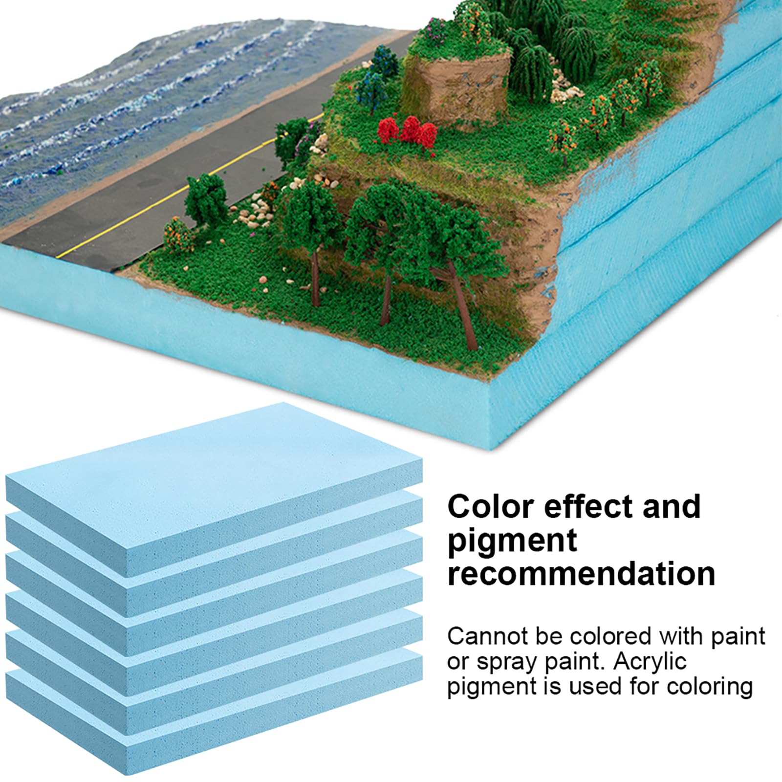 Tutamaz Hartschaumplatten 6er Set - Blaue Styropor Platten 40x30x2cm Für Modellbau