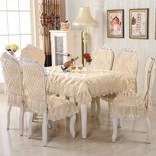Miniatura 3 de ETULLE Tablecloths Handmade Simple Pastoral Lace Tablecloth Chair Cushion Cover Set Household Chair Pad Modern Kitchen Home Decor Kitchen Table B,A