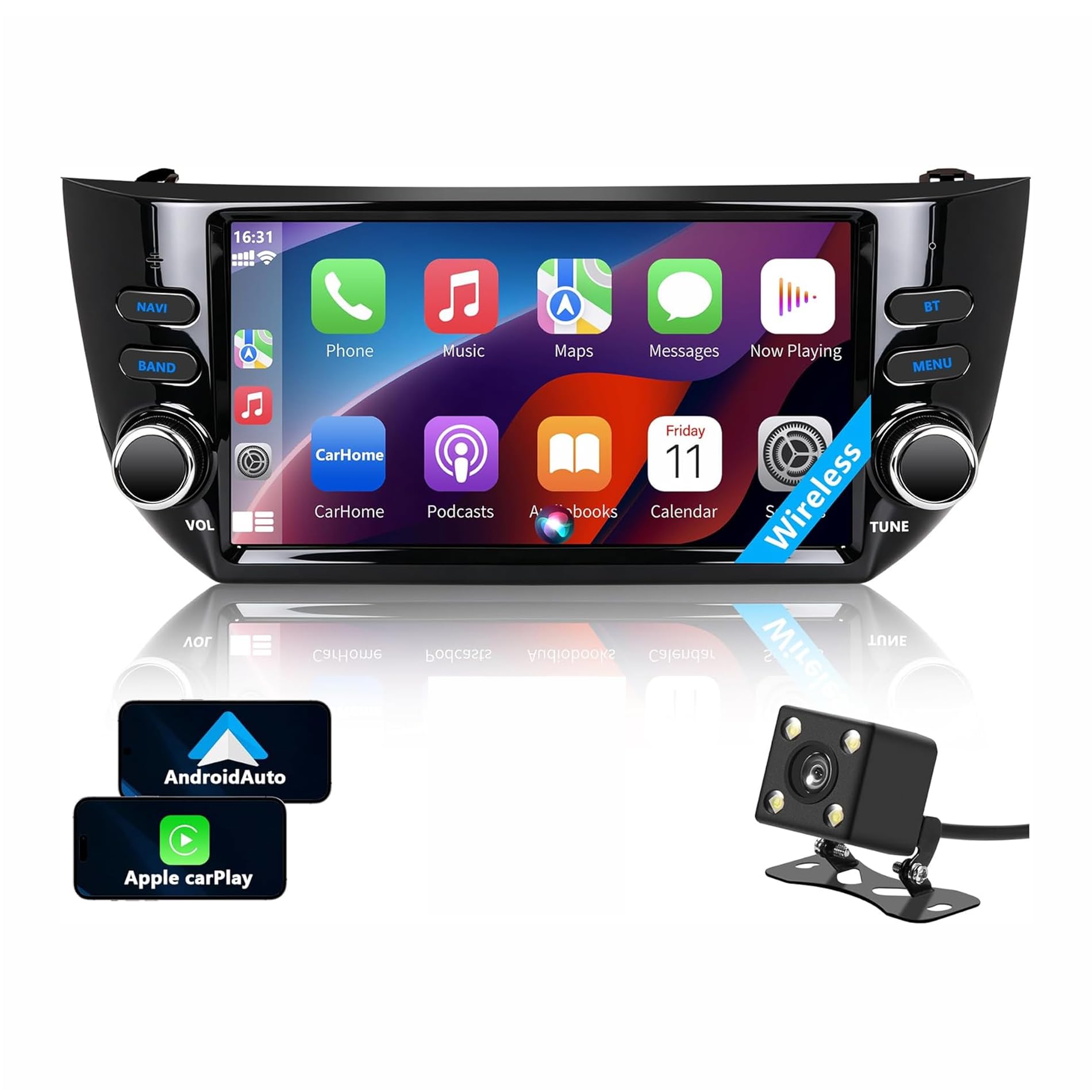 Autoradio para Fiat Punto (2010-2016) / Linea (2012-2015) Wireless CarPlay Android Auto Stereo Auto Bluetooth 7 pollici IPS con Pantalla Táctil con FM/GPS/SWC/Mirror Link