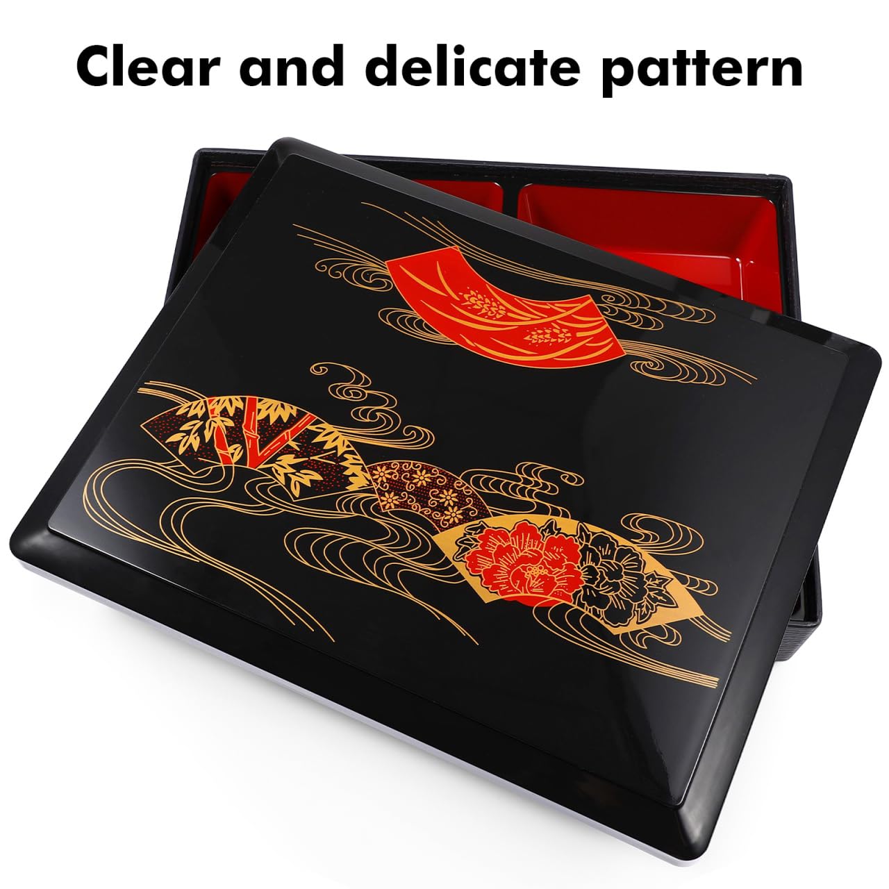 DOITOOL Boîte à bento japonaise traditionnelle - Plateau à sushi japonais - Plateau à déjeuner en plastique avec couvercle - Pour la maison et le restaurant