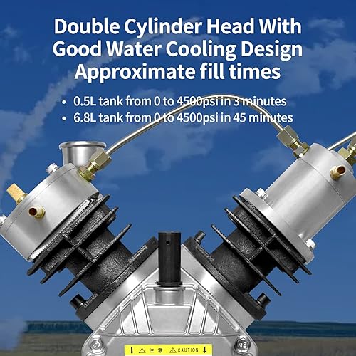 Miniatura 4 de TUXING Compresor de aire PCP 4500 Psi300 bar, compresor de buceo de doble cilindro, bomba de compresor de aire de alta presión para tanque de buceo