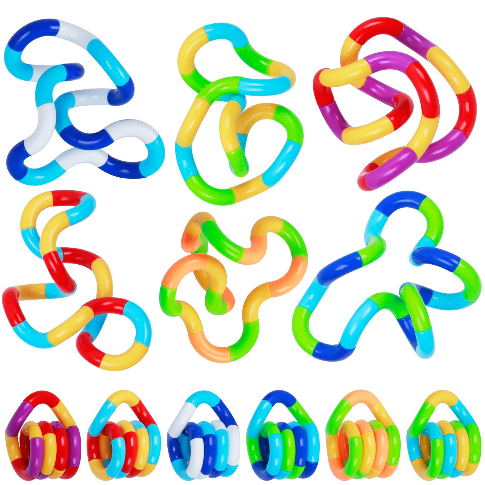 Classic (12-Pack) Twisty Fidget Toys Multicolored Quiet Fidget Toys, Brain Imagination Tools for Kids and Adults - Fidget Toy for School - Gift for Teens and Adults