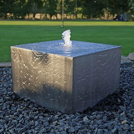 Clgarden Designer Edelstahl Springbrunnen Quader Gross Wasserspiel Garten Komplettset Amazon De Garten