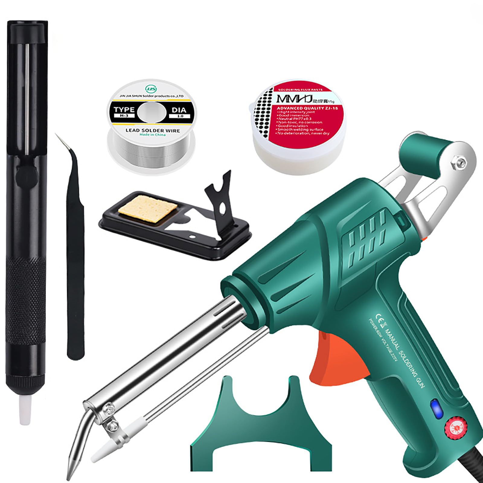 Soldador Láser Industrial 6 En 1 Con Calefacción Interna - Kit Portátil 60W, 450°C (Verde)