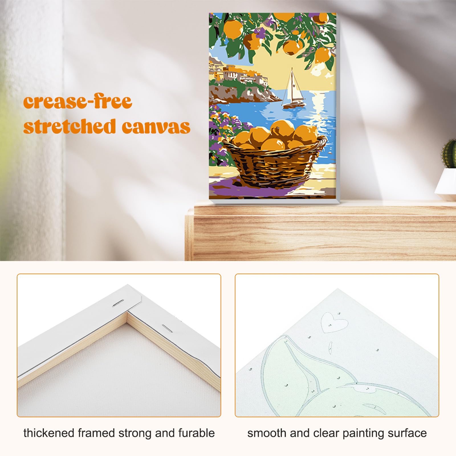 Pittura astratta fai da te con i numeri, per adulti, natura, paesaggio, kit per pittura con i numeri, su tela, olio di stagione, pittura a mano, artigianato per casa, spiaggia, Scenics, 40