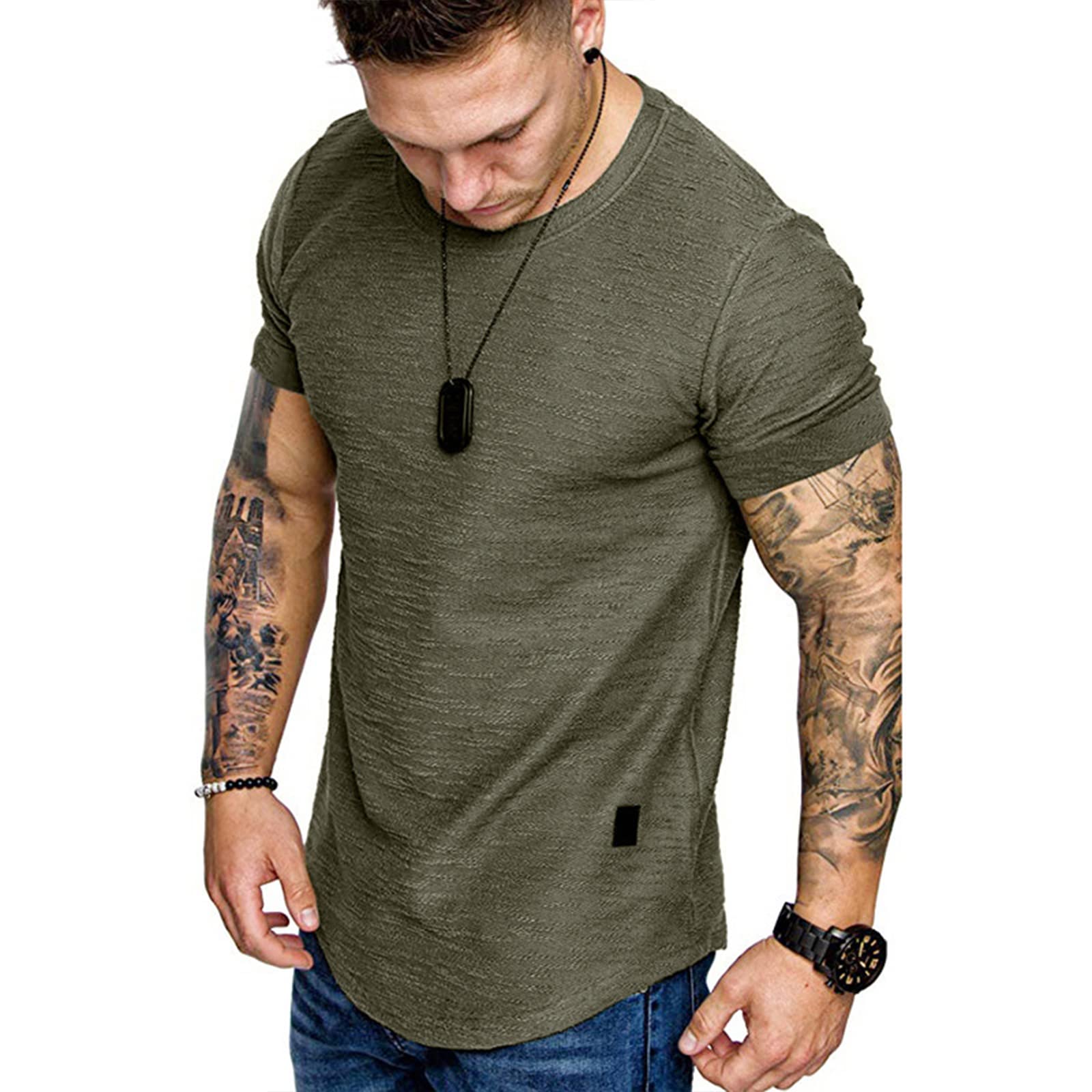 T-shirty z okrągłym dekoltem z krótkim rękawem czysta bawełna męskie rozciągliwe ponadwymiarowe szybkoschnące T-shirty oddychające wygodne