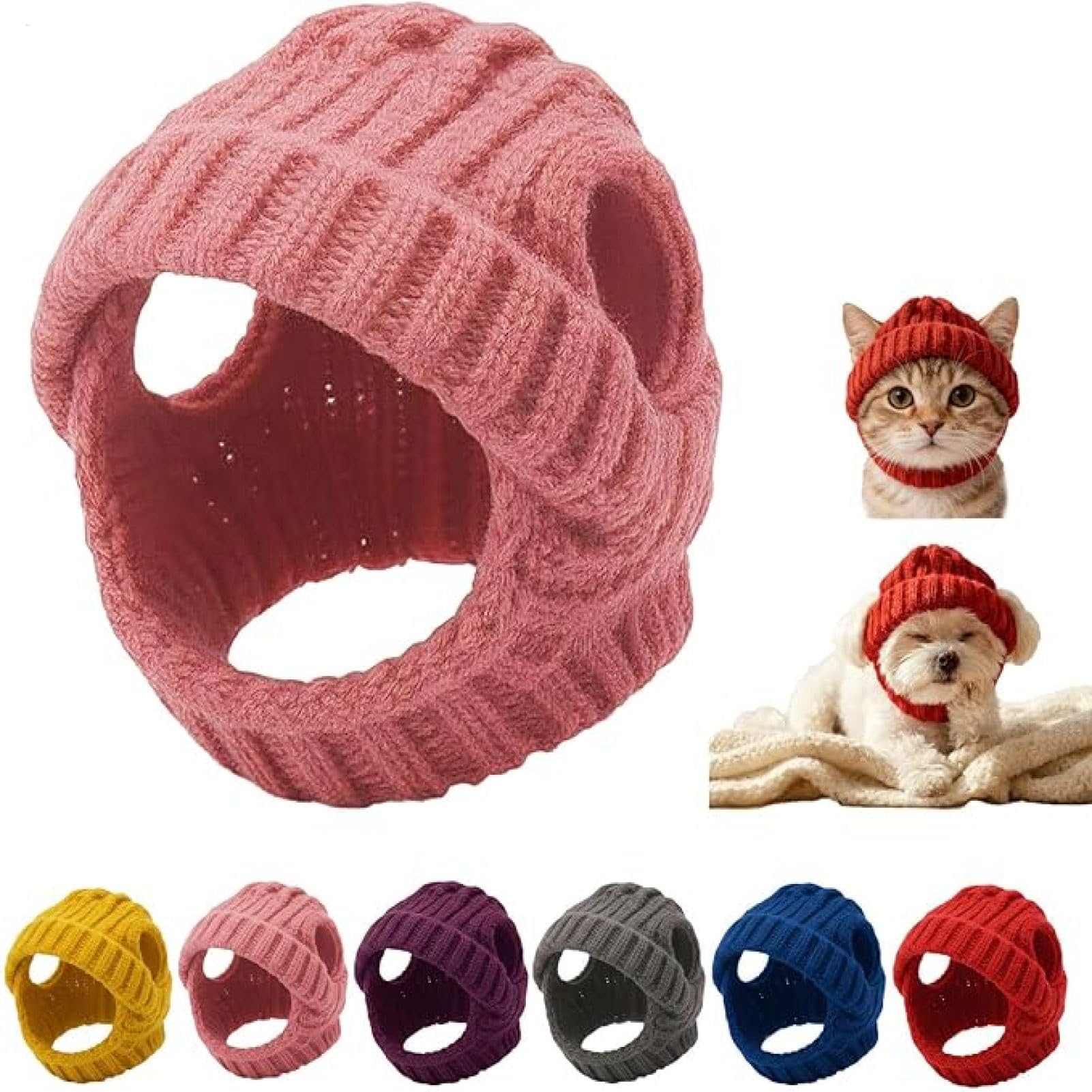 Knit Dog Beanie With Ear Flaps | Pet Knitted Winter Hat For Small Dogs And Cats | Soft Breathable Beanie For Dogs With Ear Holes | For Winter Birthday Halloween New Years Festival