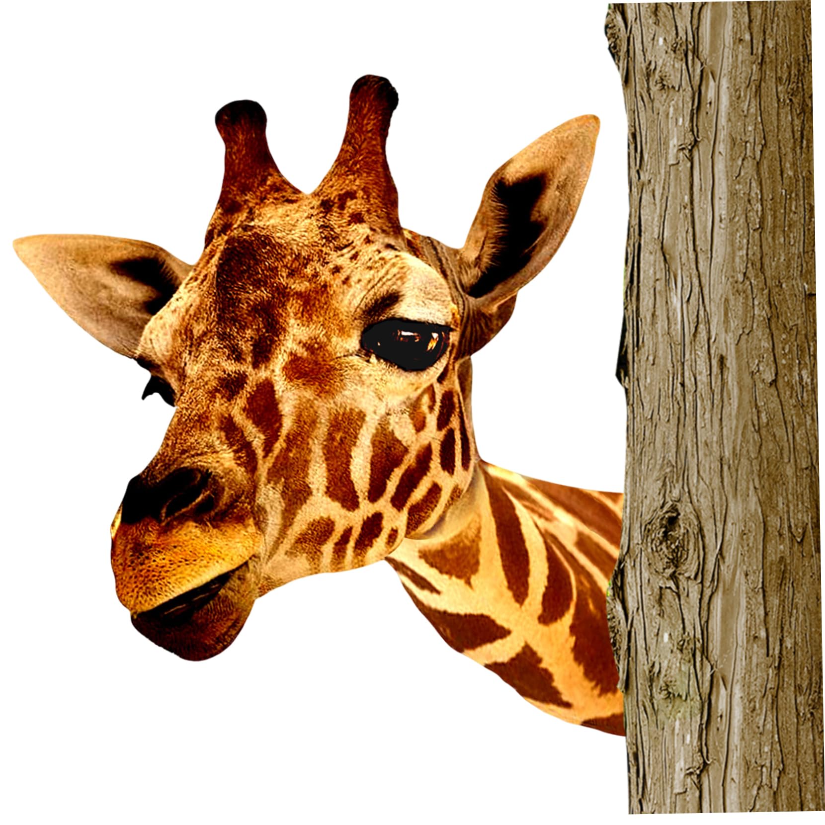 Peeping Animal Metal Art Iron Full Color Vivid Cute Weatherproof Decorative Outdoor Art Decorations for Yard Garden Fence Patio Farm, Giraffe, Metal Yard