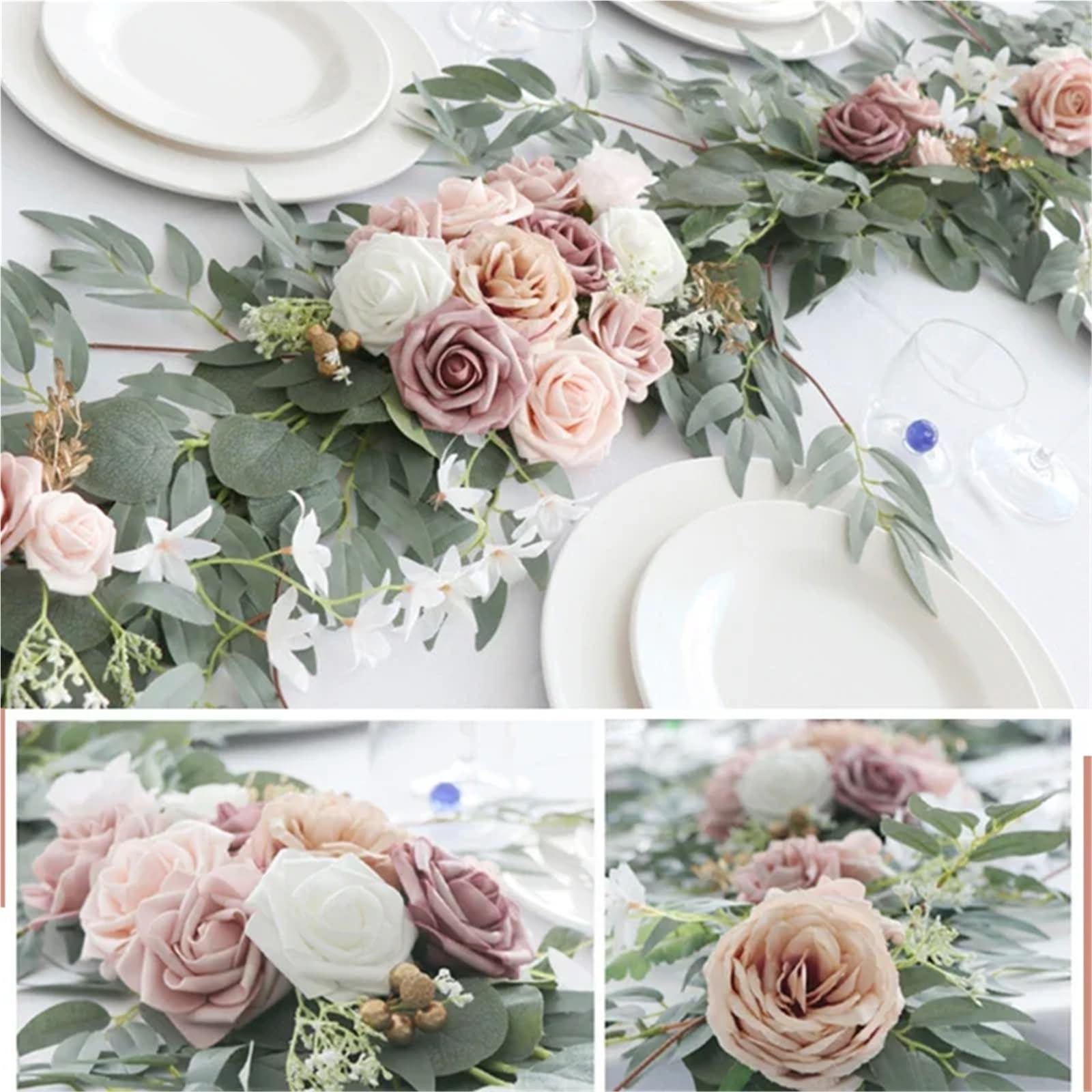 Künstliche Rosengirlande 1,8/2,7 M Künstliche Blumen Hochzeit Girlande Mit Rose Tisch Mittelstücke Boho Braut Dusche Dekoration Kranz