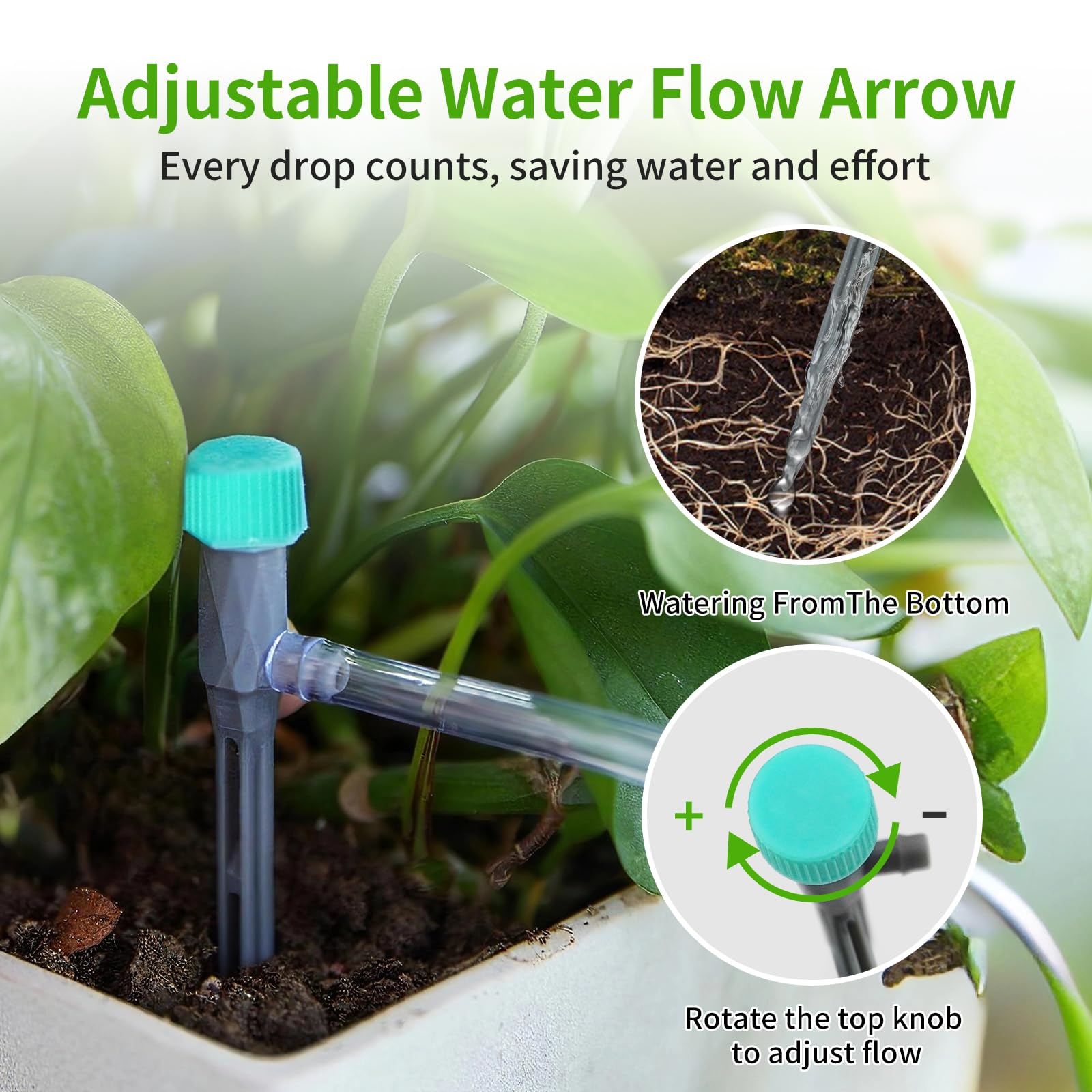 Sistema de riego automático inteligente de plantas para 20 macetas, kit de riego por goteo para interiores de doble bomba con temporizador programable de 30 días y carga USB-C