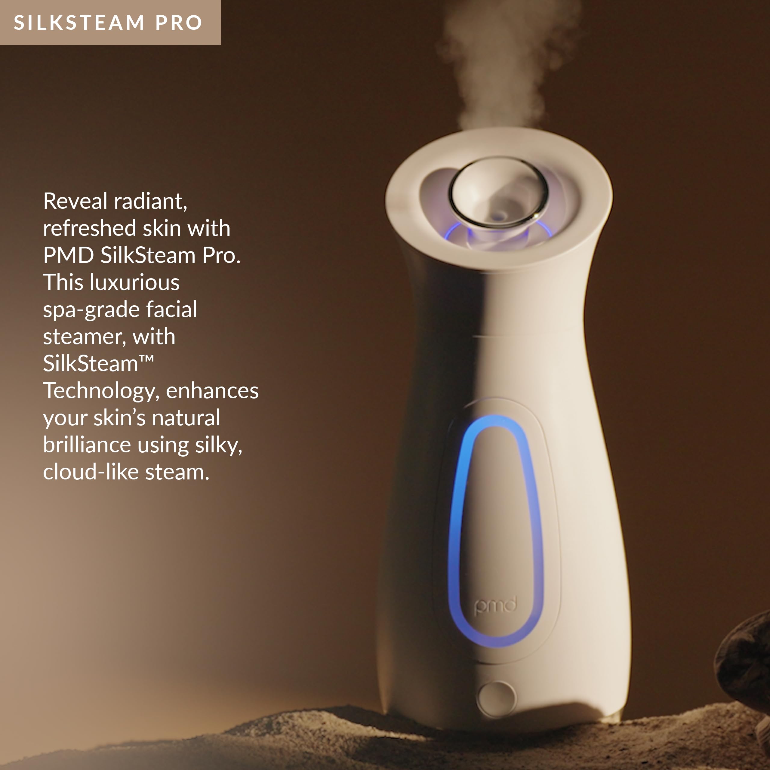 PMD SilkSteam Pro - Spa-Grade Facial Steamer with SilkSteam Technology - Rapid Start-Up - Adjustable, Directional Nozzle - Essential Oil Filters - Dewy, Hydrated Glow