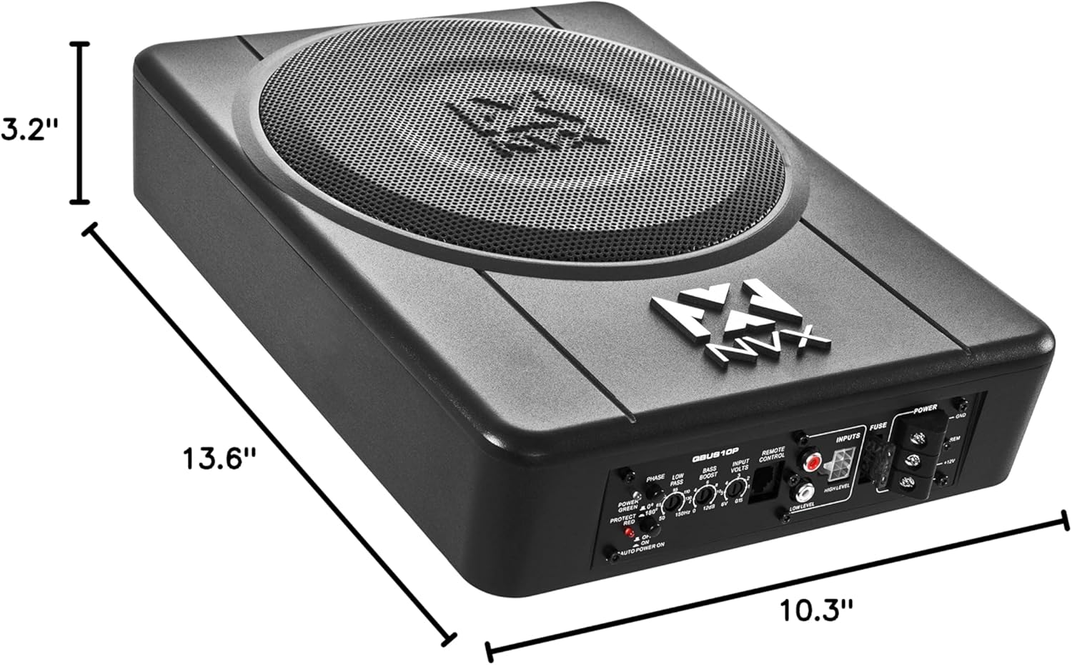 NVX QBUS10P Subwoofer Dimensions