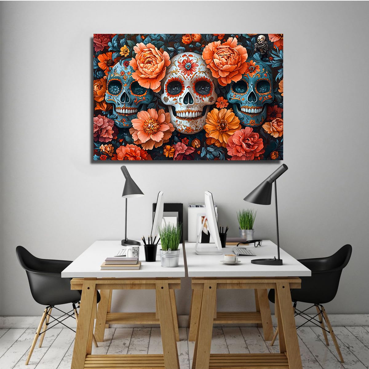 Via Vela Słodka czaszka gotycki obraz na płótnie jadalnia biuro 70 x 110 cm