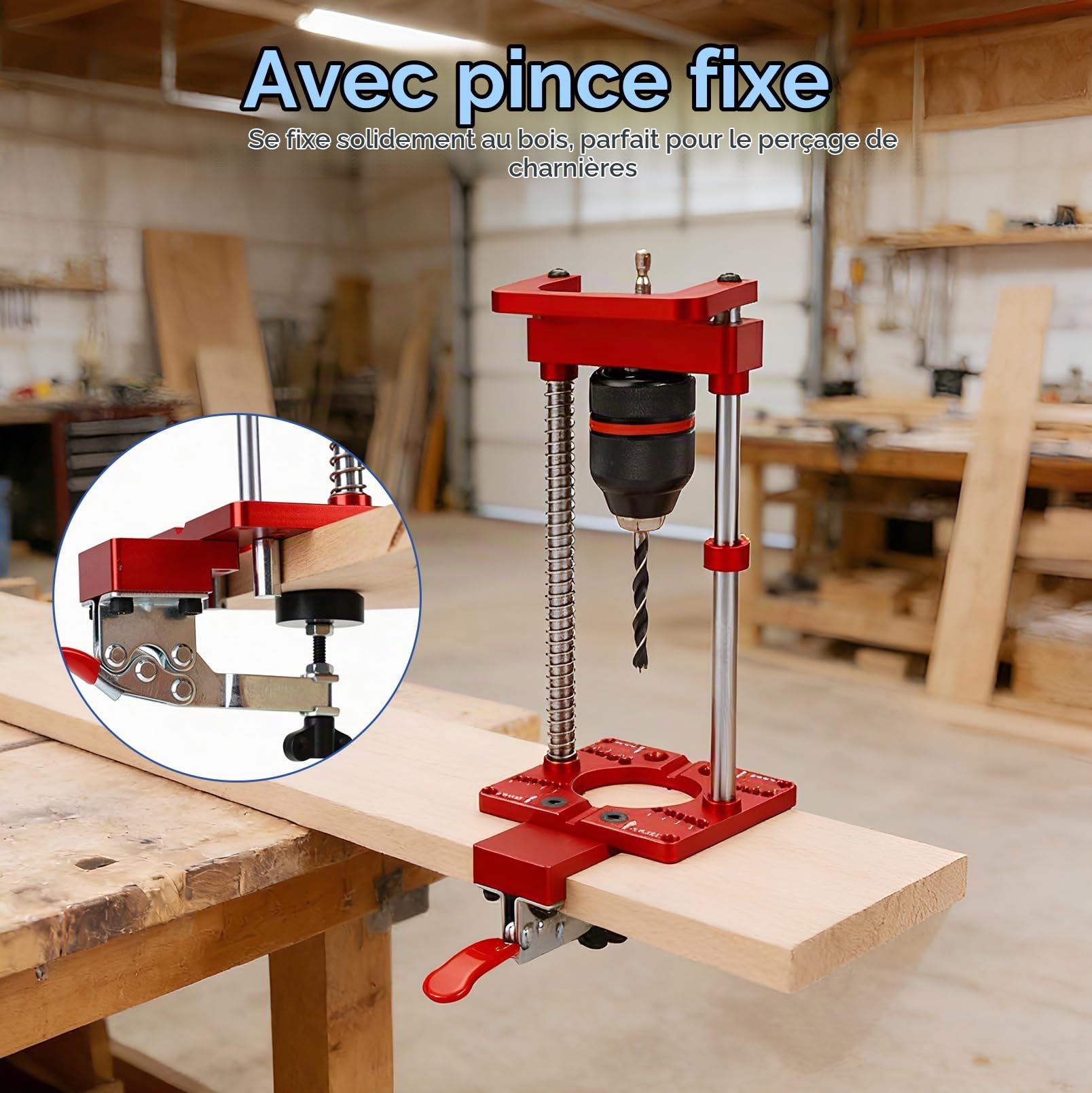 Support de Forage et Support de Perceuse, Réglable Support de Forage | Dispositif de Perçage Portable pour Bois, Aide au Perçage Portable, Support de Perçage avec Mandrin pour Perçage Précis Dans