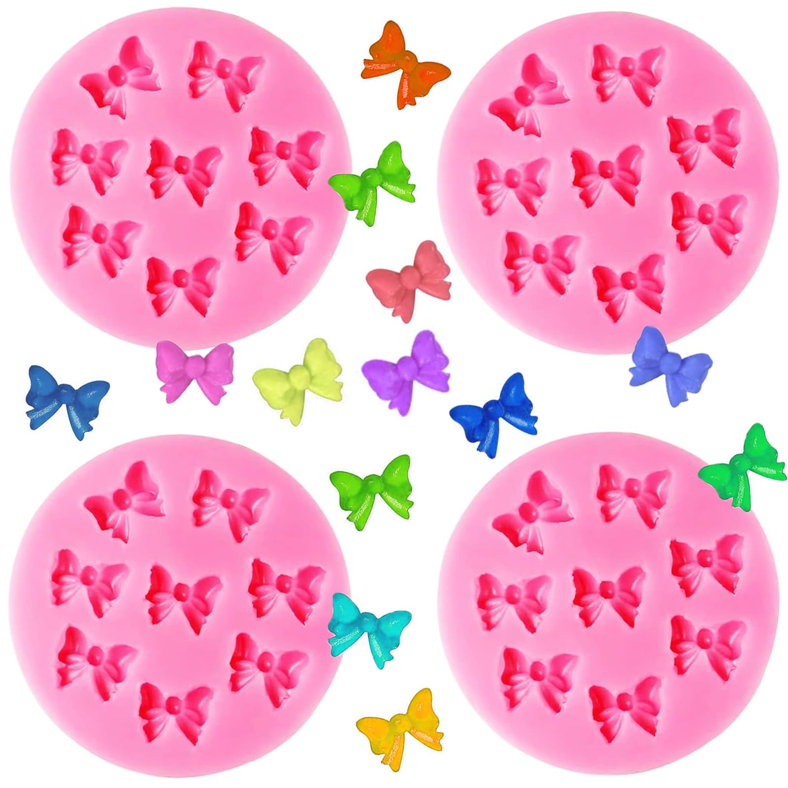 Photo 1 of Actvty Bow Chocolate Mold, 4 Pcs Mini Bow Molds, Silicone Bows Fondant Molds for DIY Desserts, Cake Pop, Candy, Cake Decorating