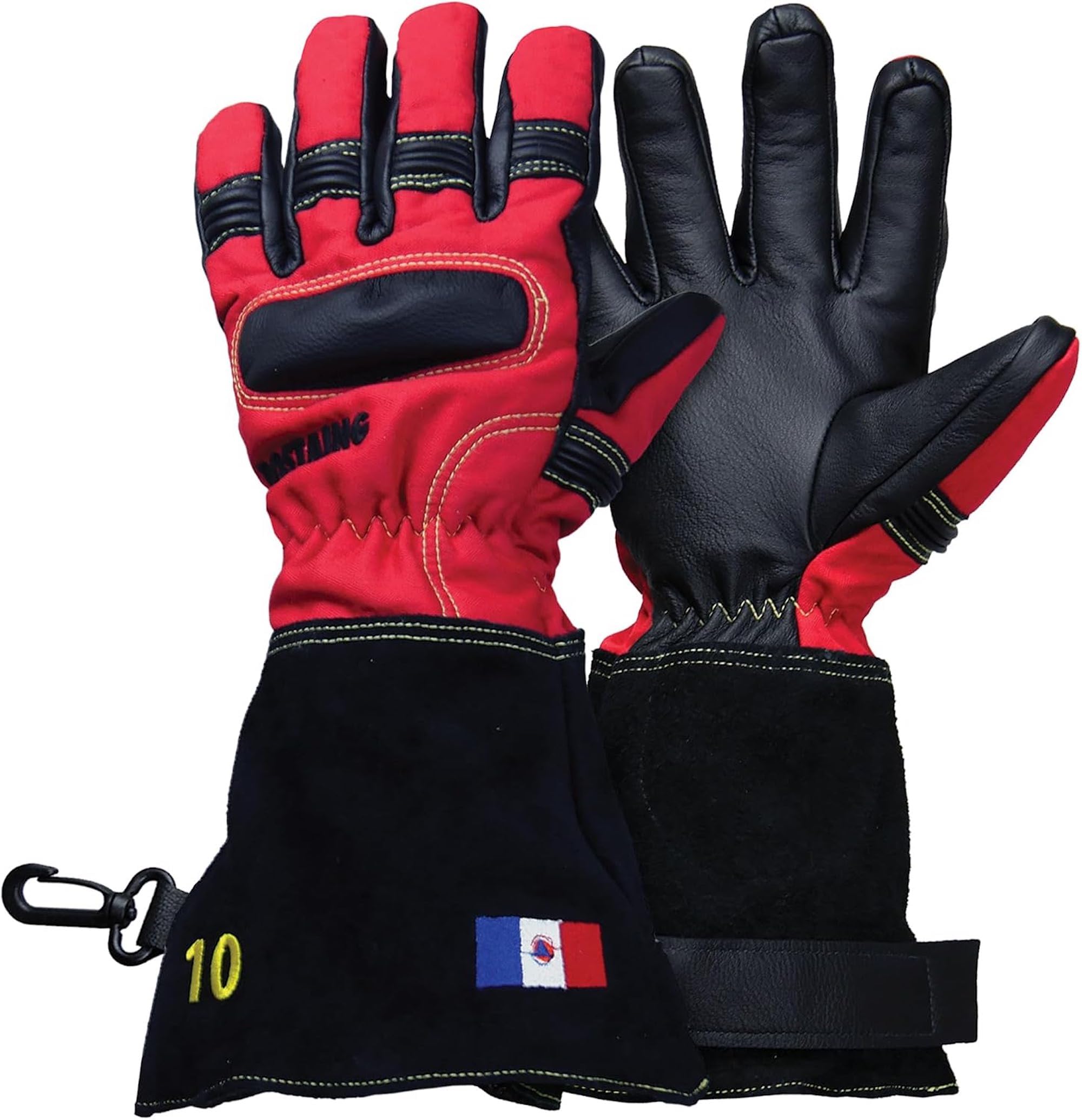 ROSTAING Gant Pompier Pro ATTACK6PEOM-BSC - Paire de Gants pour Sapeurs-Pompiers - Gant Anti Feu - Gant d'intervention Cuir pour Les Feux de Structures - Résistance Chaleur et Coupure - Gant Rouge