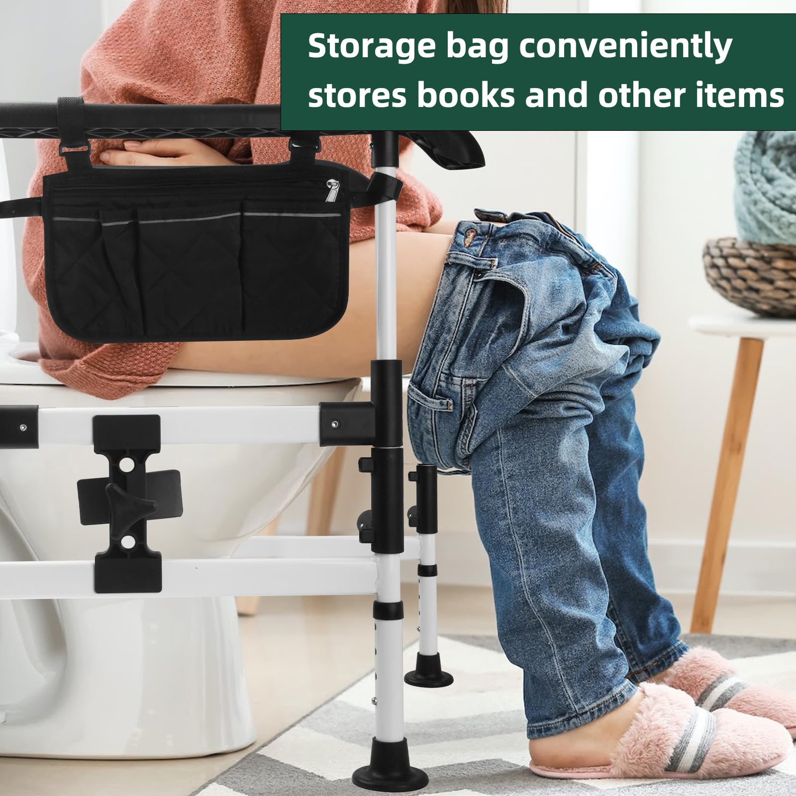 Toilet Safety Rails, Toilet Safety Frame with Handles, Heavy Duty Toilet Rails with Storage, Toilet Bars for Elderly and Disabled, Handicapped, Toilet Assistance Fits Most Toilets (330 Lb)