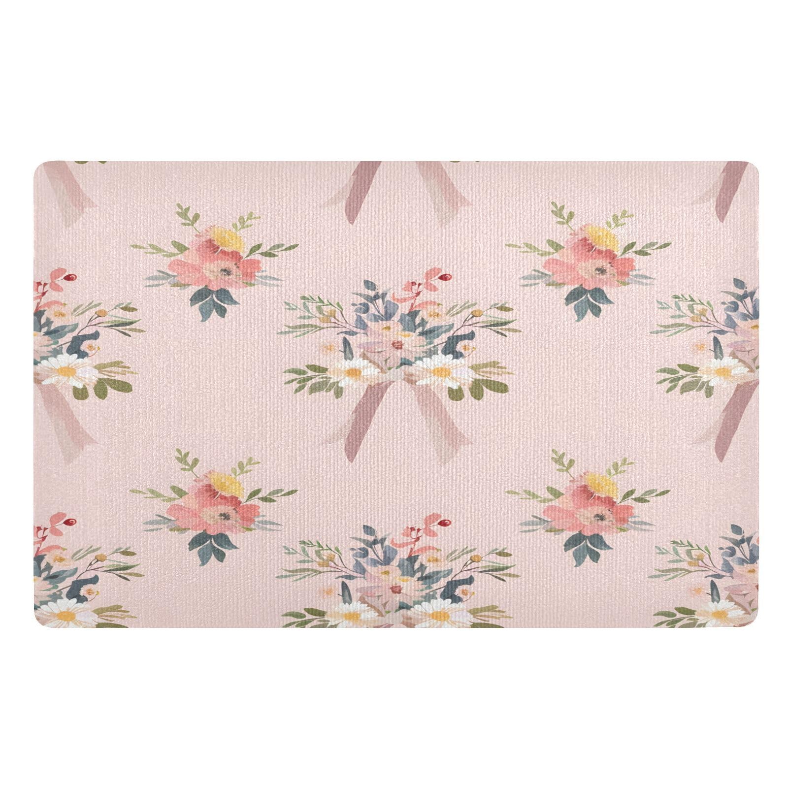 Paillasson d'intérieur antidérapant absorbant tapis fleurs rose