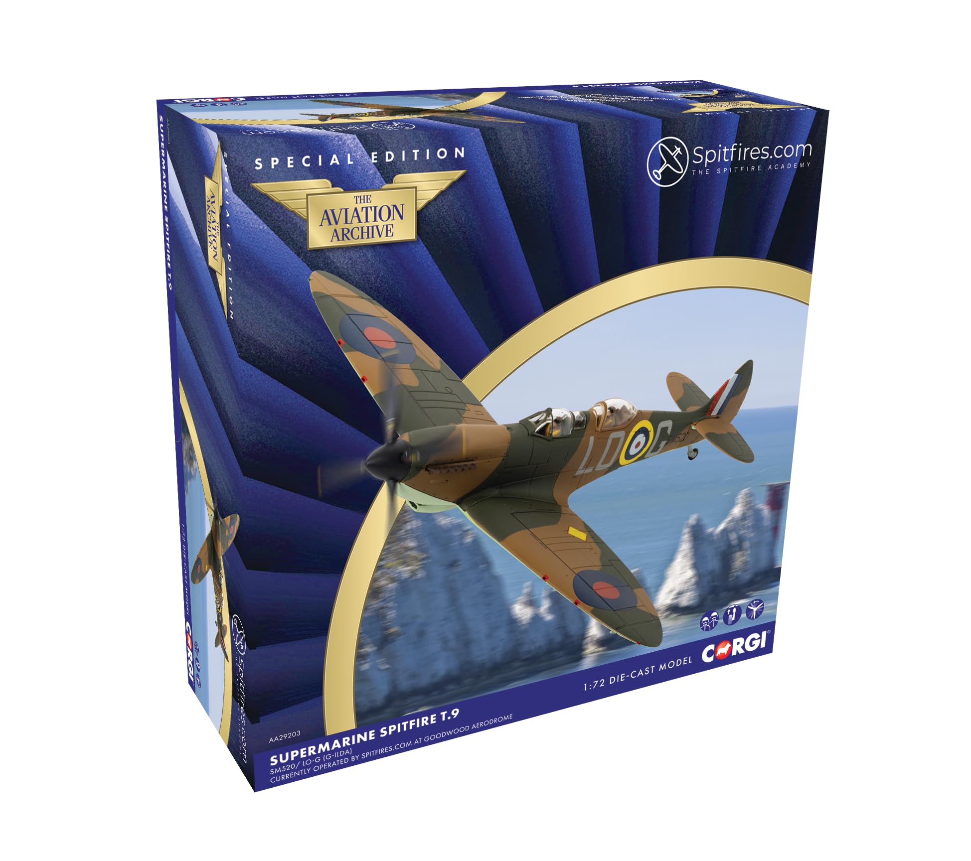 Corgi AA29203 Spitfire T9 SM520 LO-G G-ILDA Mk.I X4382 RAF No.602 Sqn Aircraft