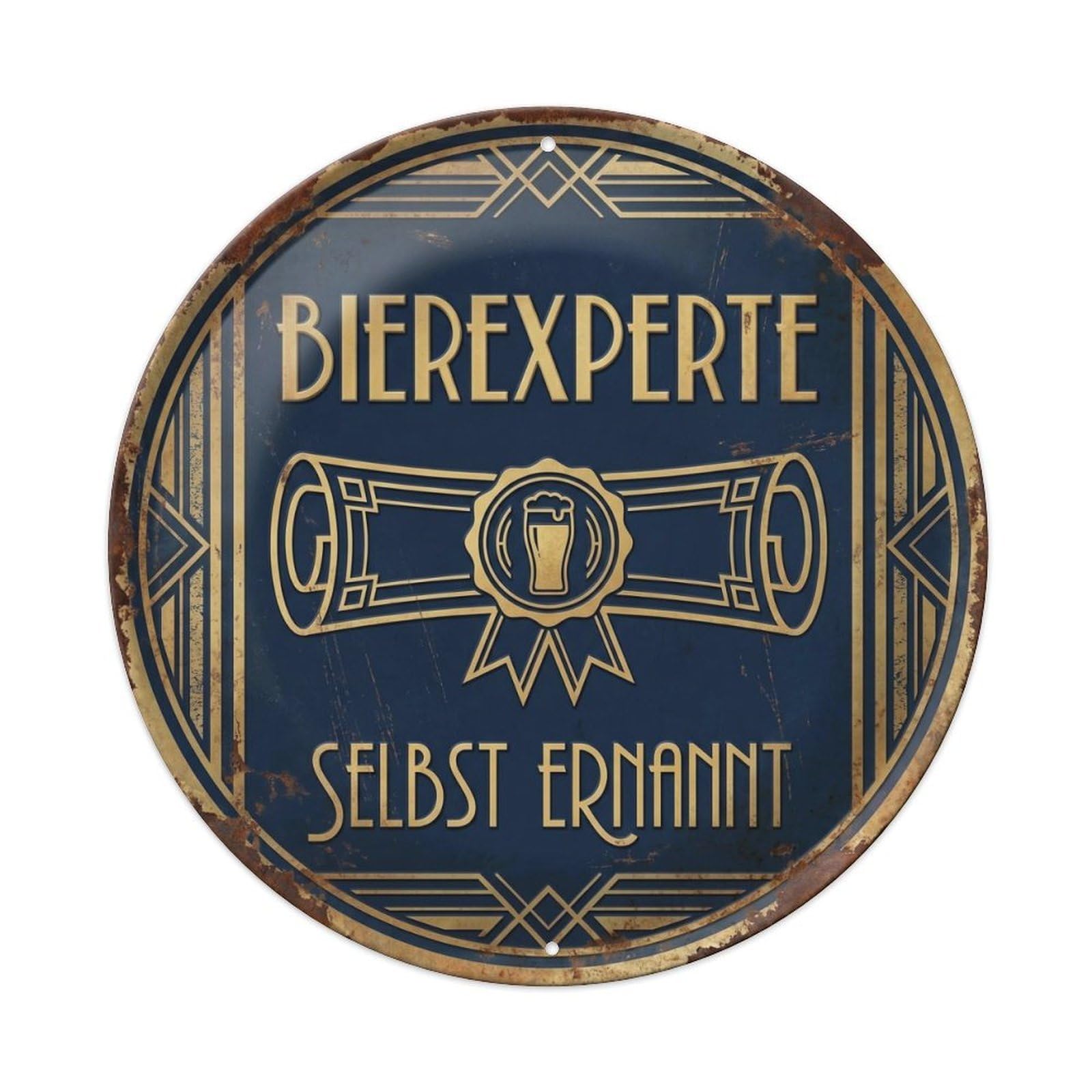Vintage Bar Style Experte Humorous Mancave Expert Metal Tin Sign Plaque Wall Decor for Cafe, Club, Garden Round Metal Poster 8x8Inch