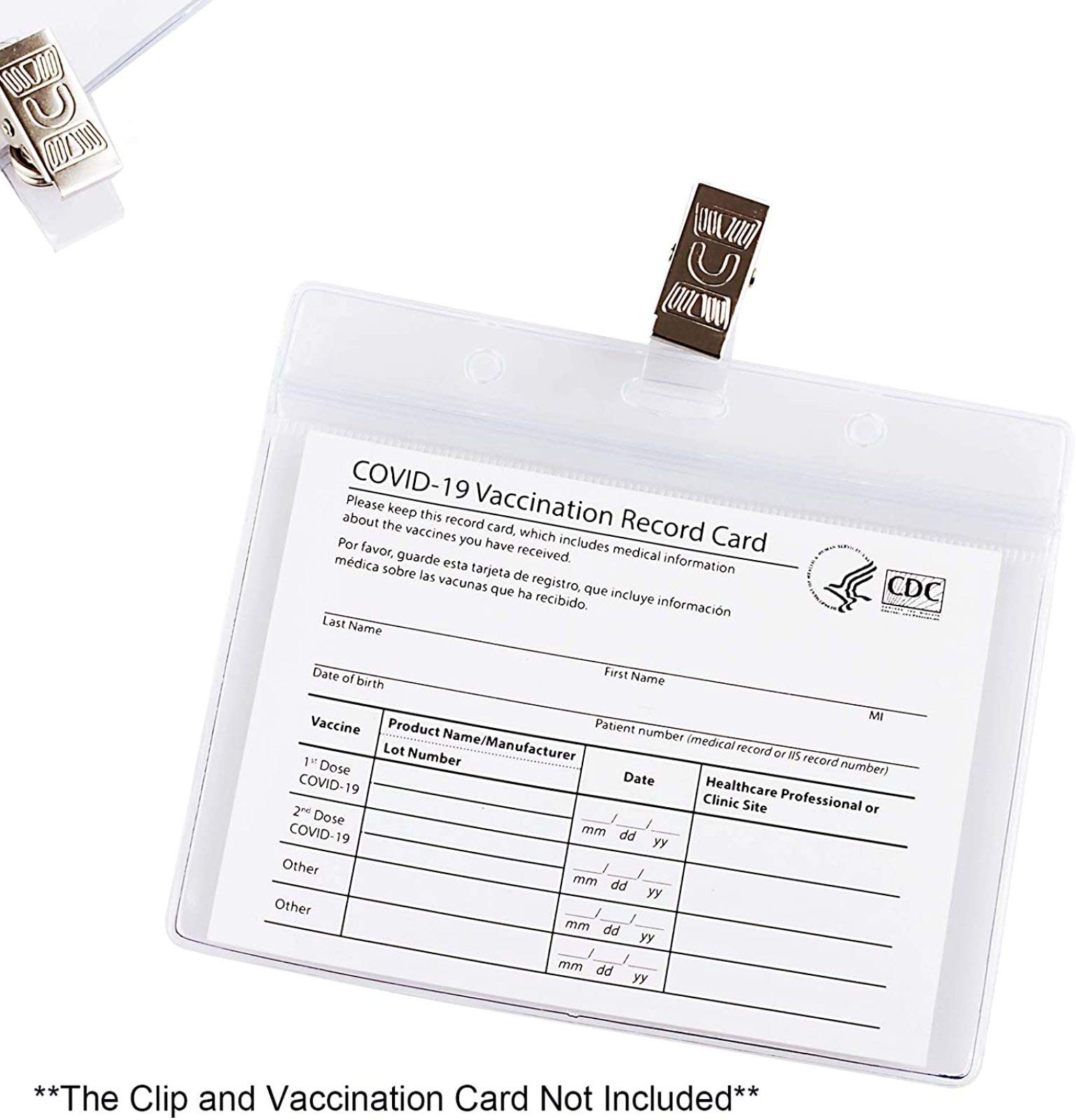 Porta carte di vaccinazione CDC 10,5 x 7,5 cm, custodia protettiva in plastica trasparente in vinile per eventi e viaggi, 200 pezzi