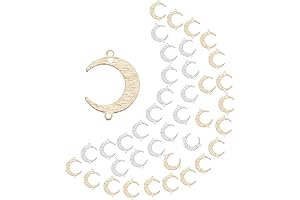 PH PandaHall 40pcs Moon Links Charms, Crescent Moon Dangle Charms
